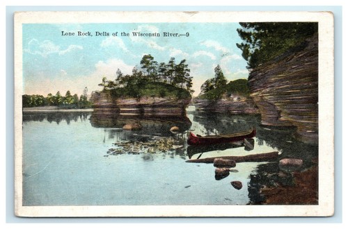 Postcard lone rock - dells, of